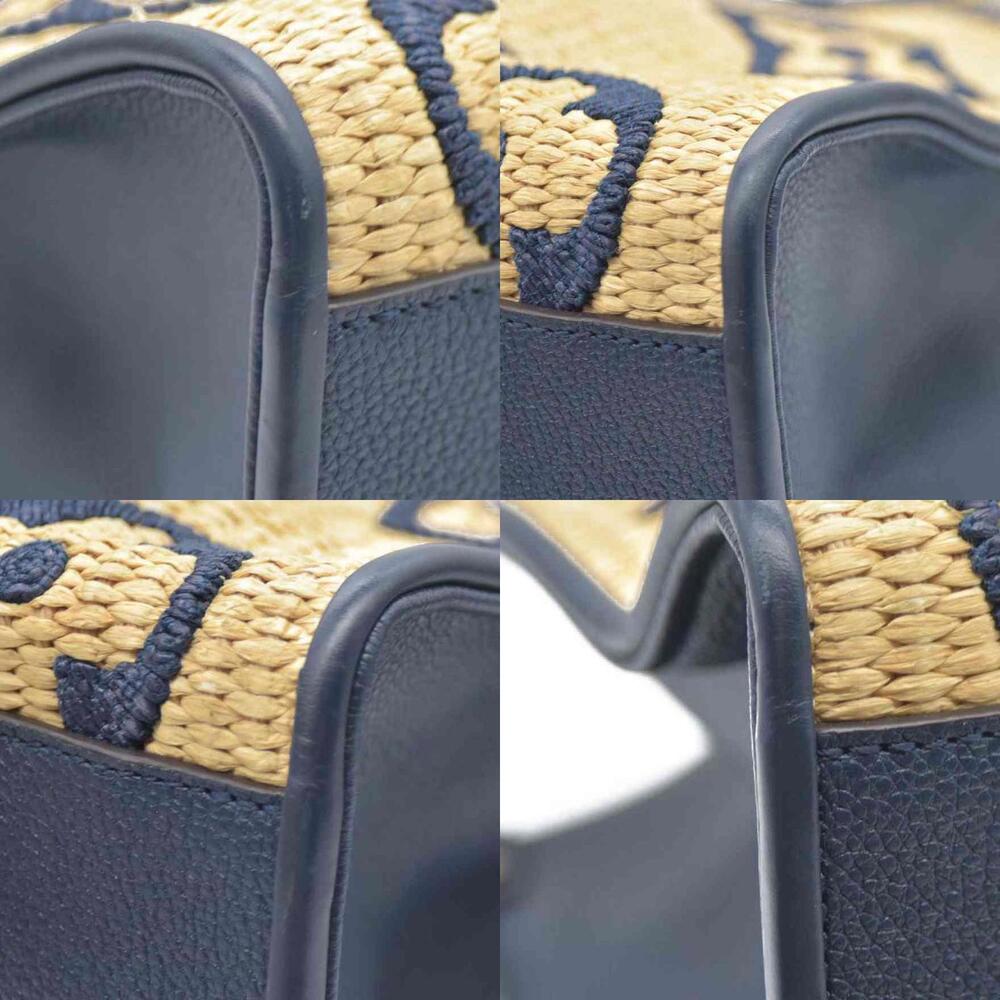 Louis Vuitton Raffia Calfskin Monogram Giant Onthego MM Blue - Picture 3 of 15